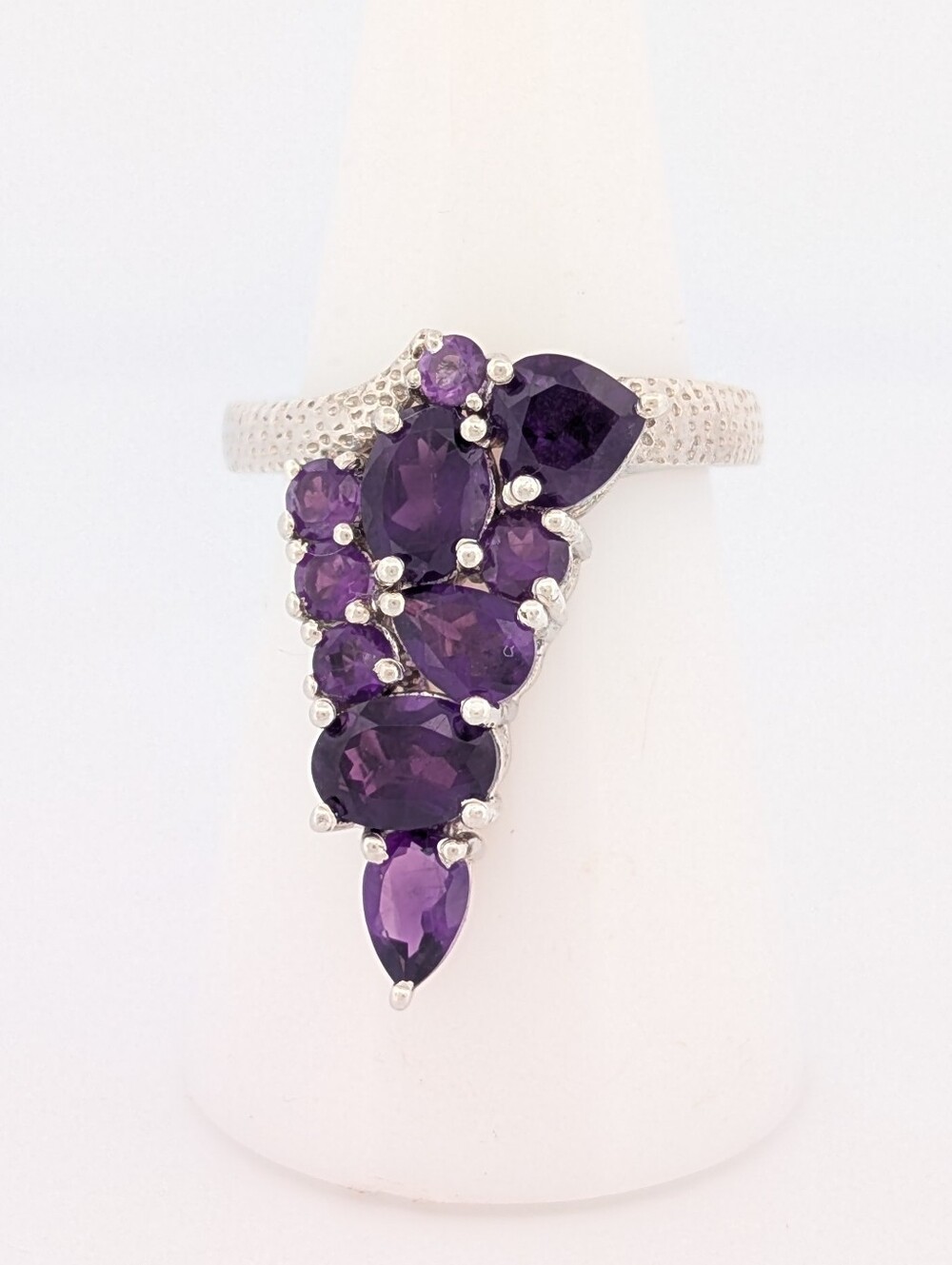 Sterling Amethyst Drip Cocktail Ring Sz7+